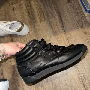 Reebok Black Chunky Sneakers with Leather Upper